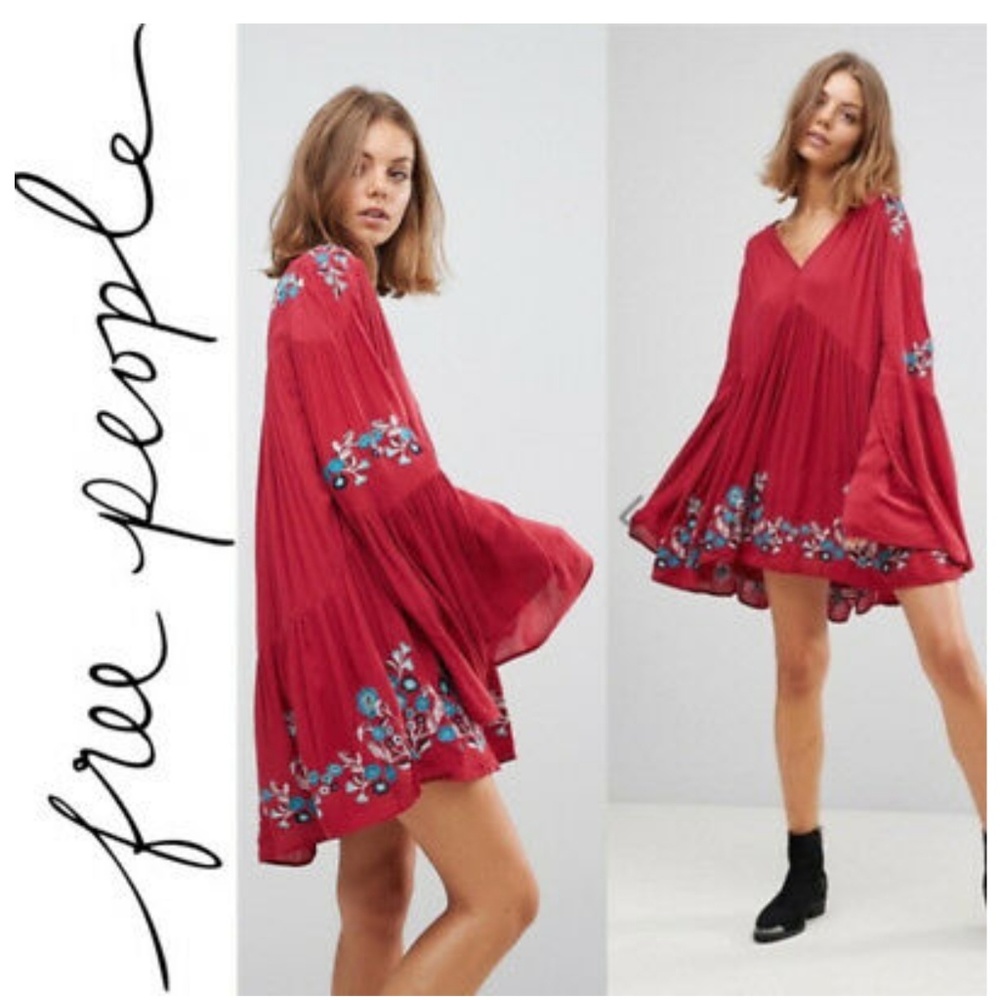 Free People embroidered mini dress